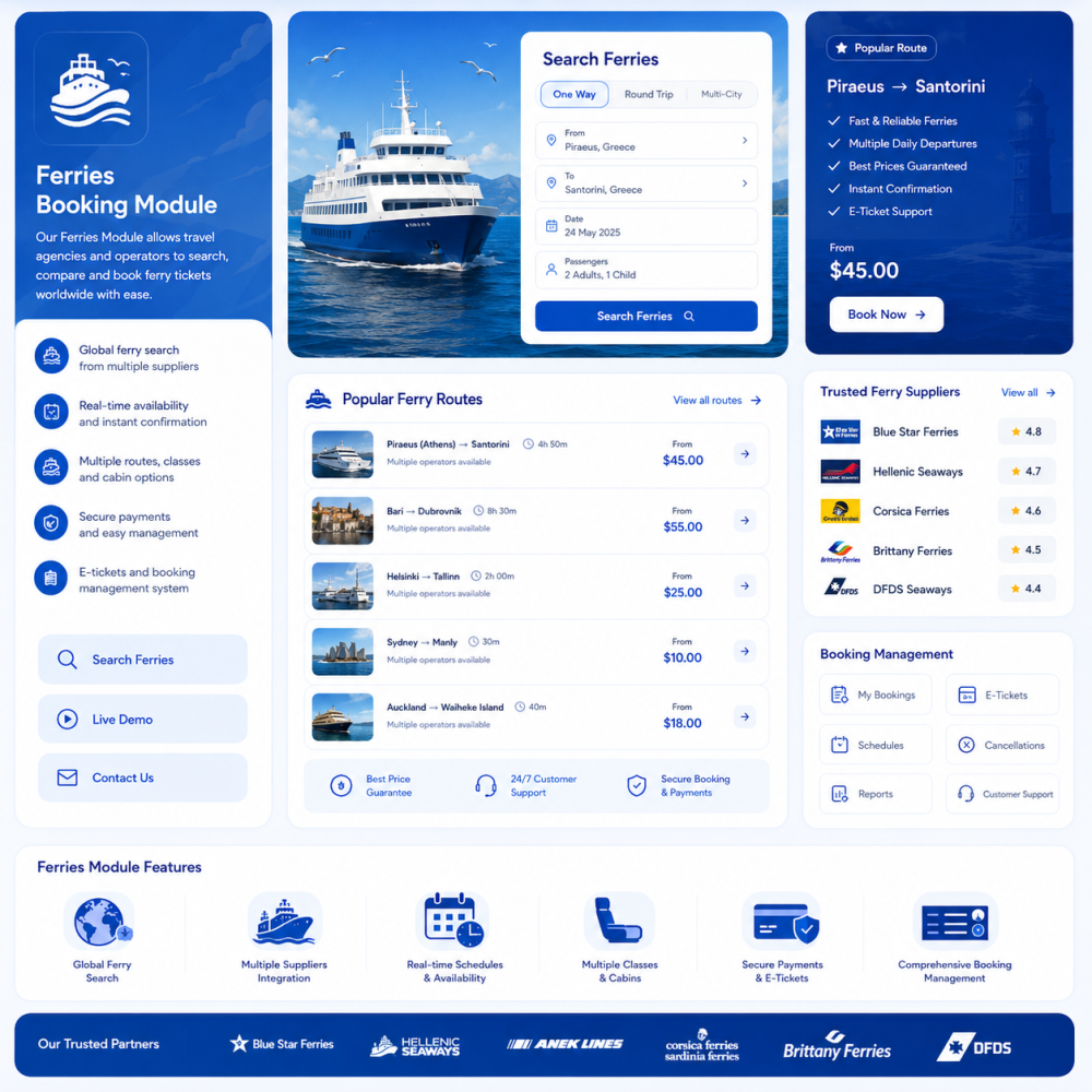 Ferries module booking dashboard