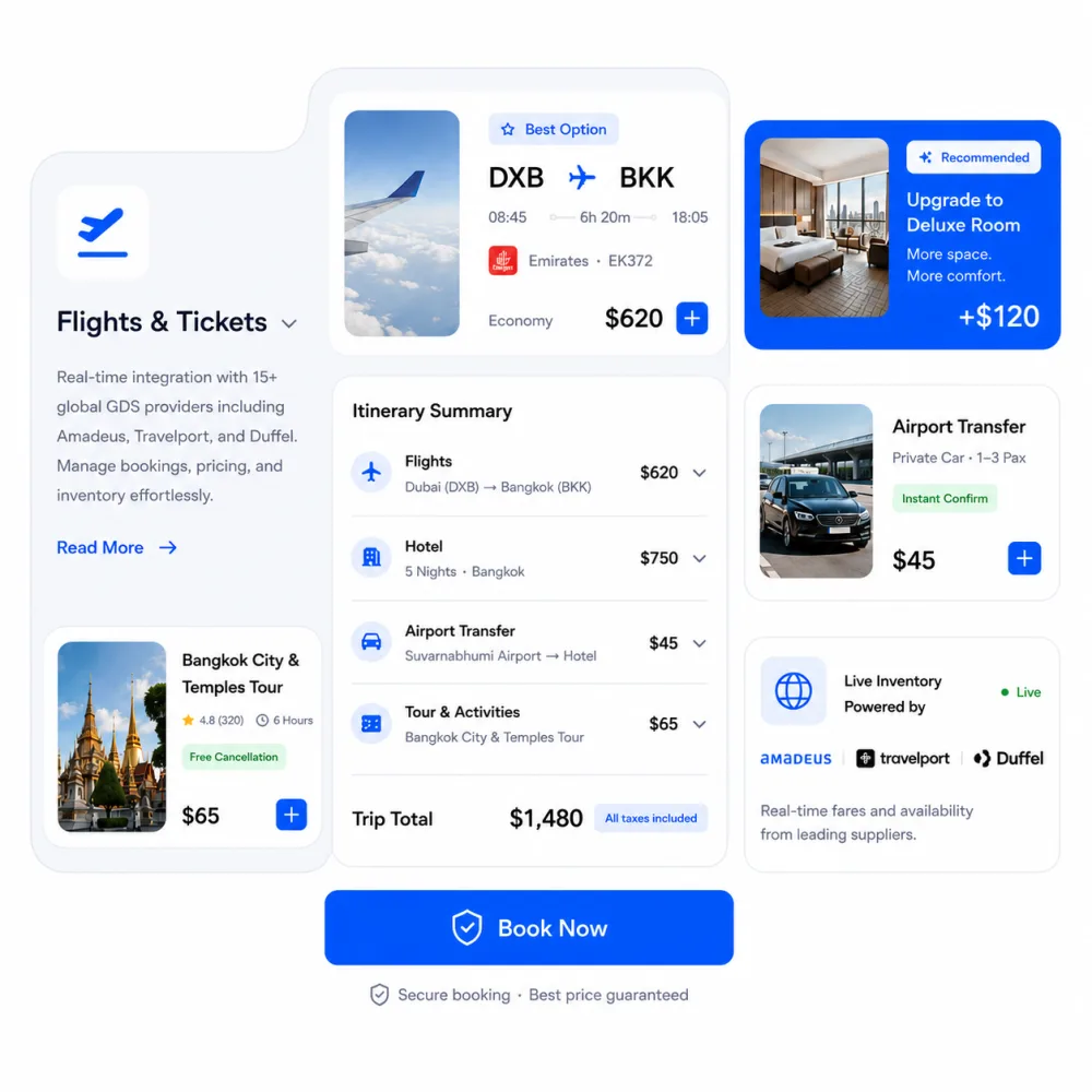 Flight Booking & GDS Integration screen in PHPTRAVELS