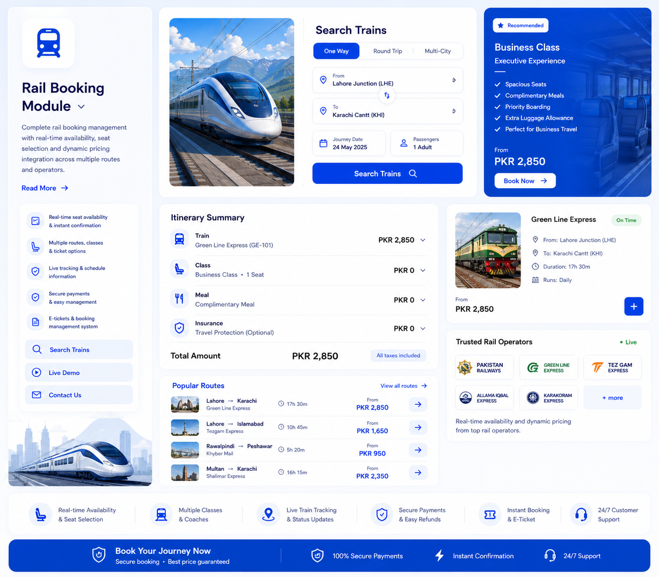 Rail module booking dashboard