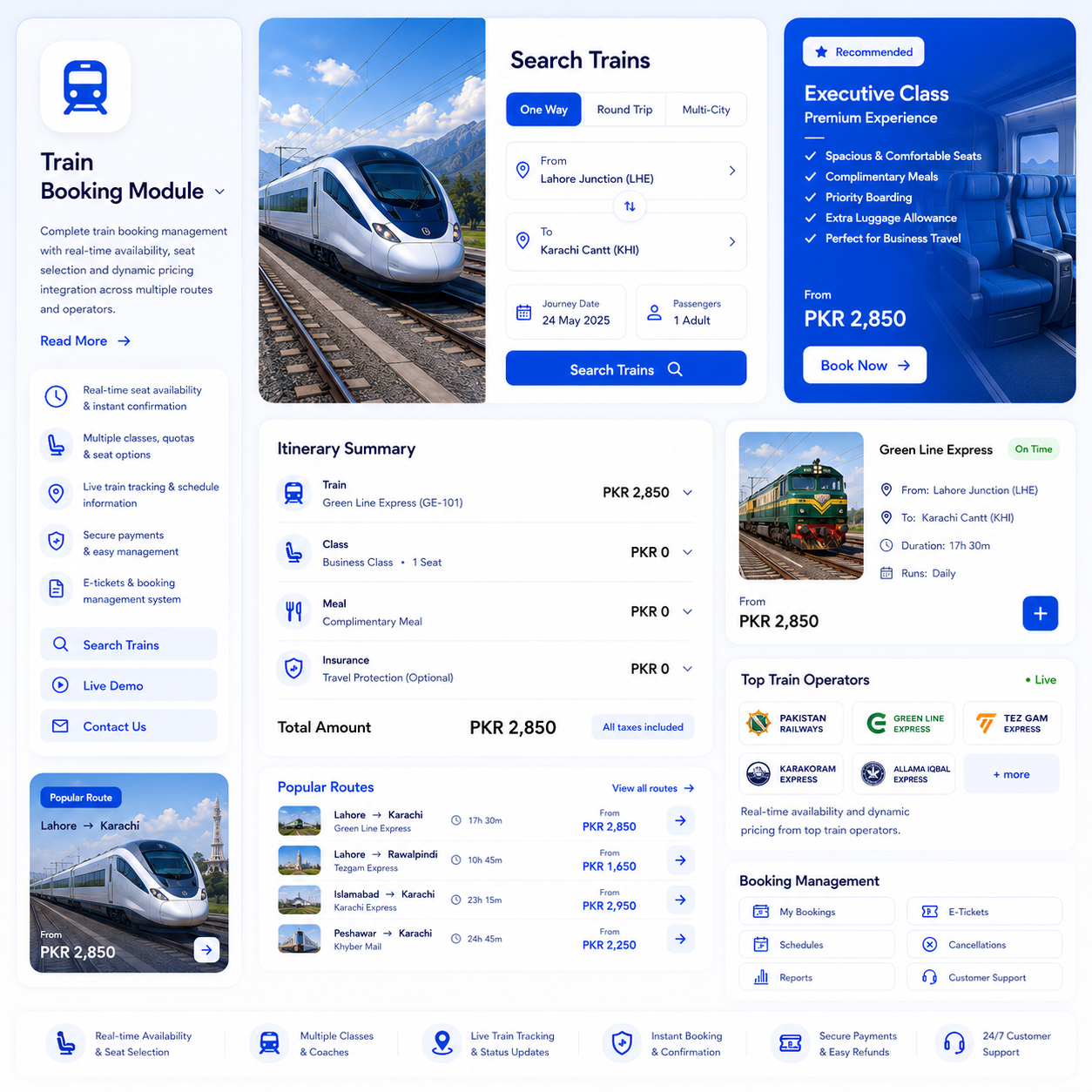 Train module booking dashboard