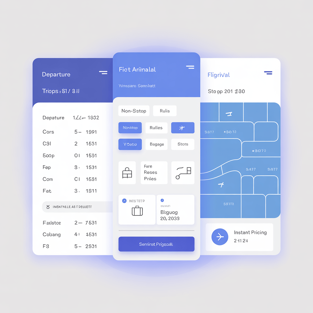Multi city flight schedules and pricing view for itinerary building