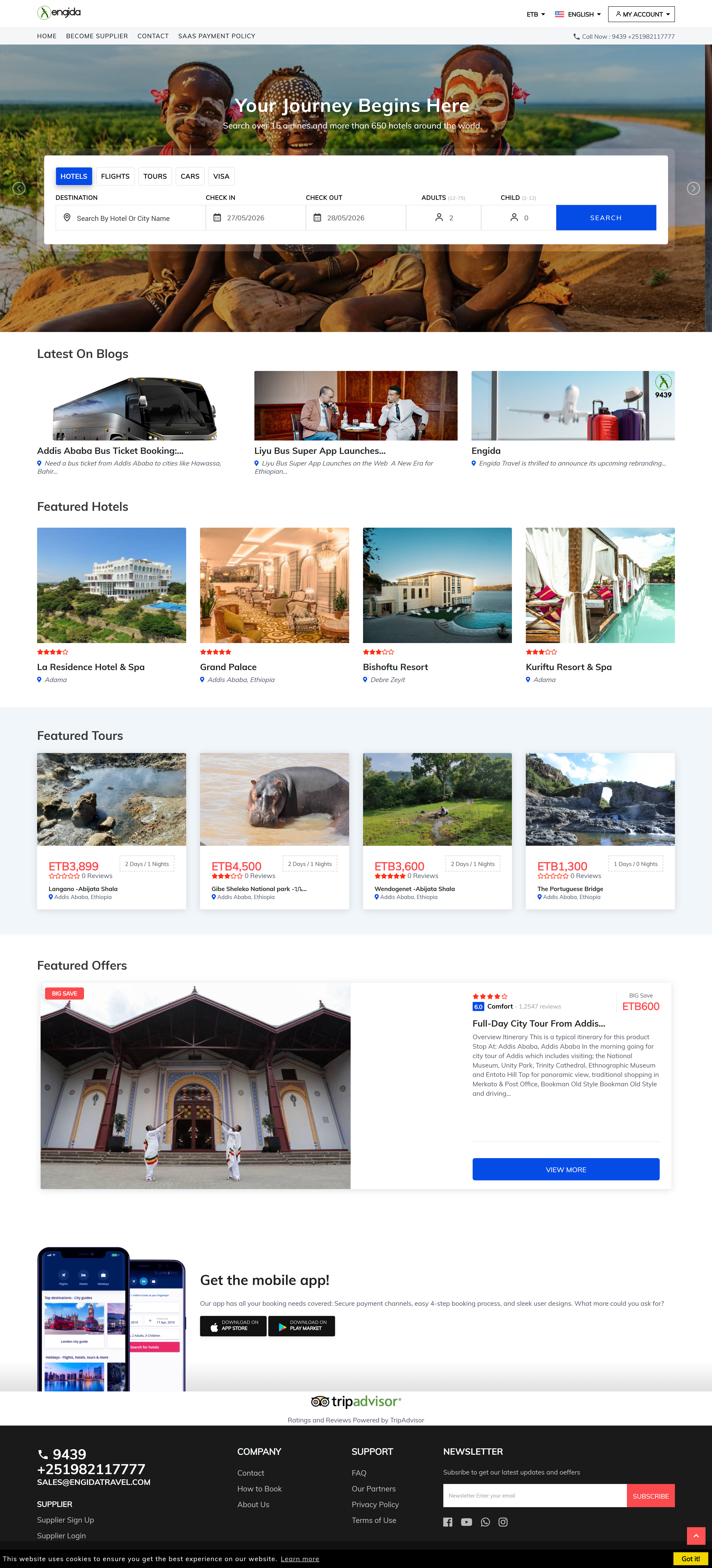 Engida Travel dashboard preview