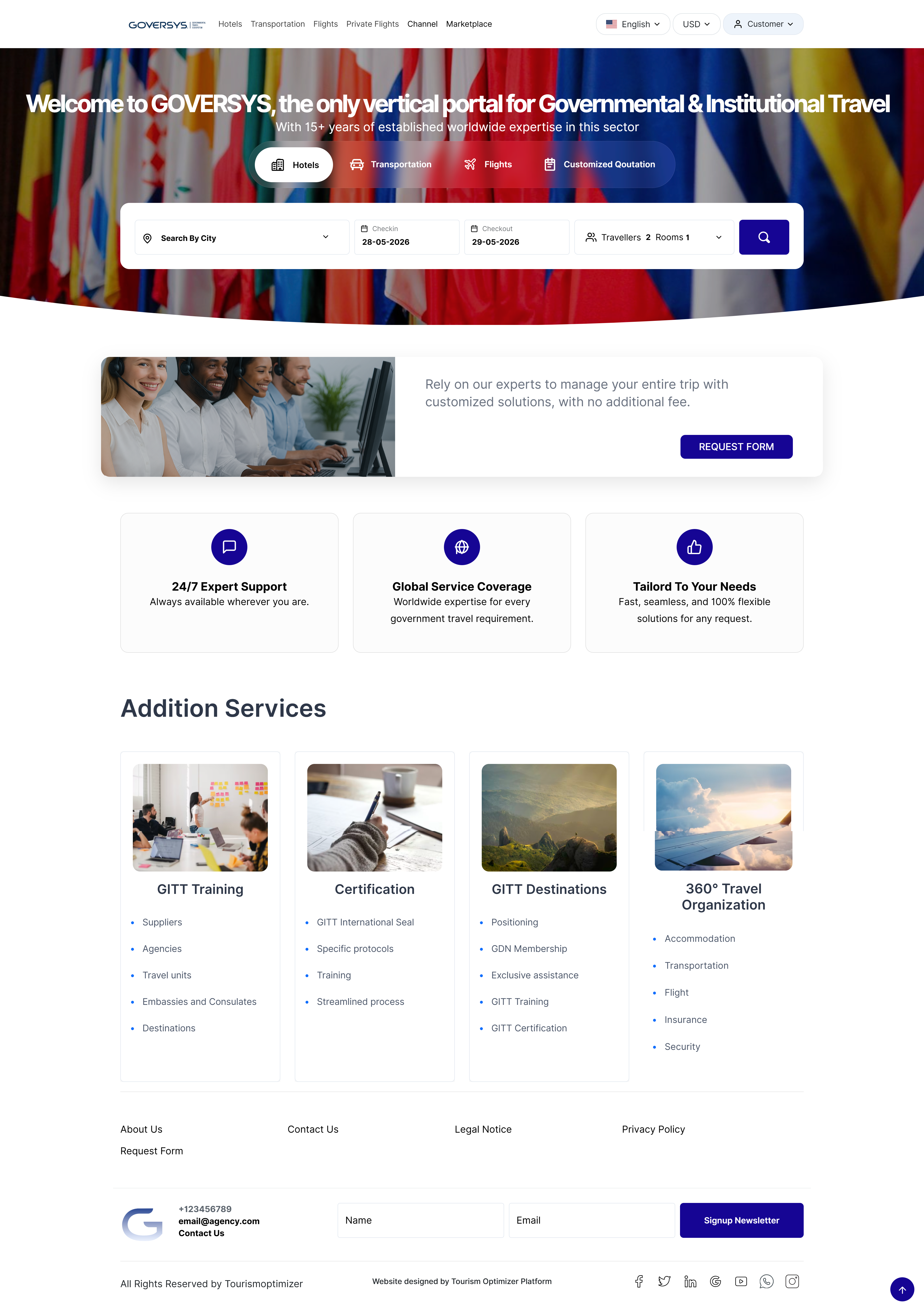 Tourism Optimizer dashboard preview