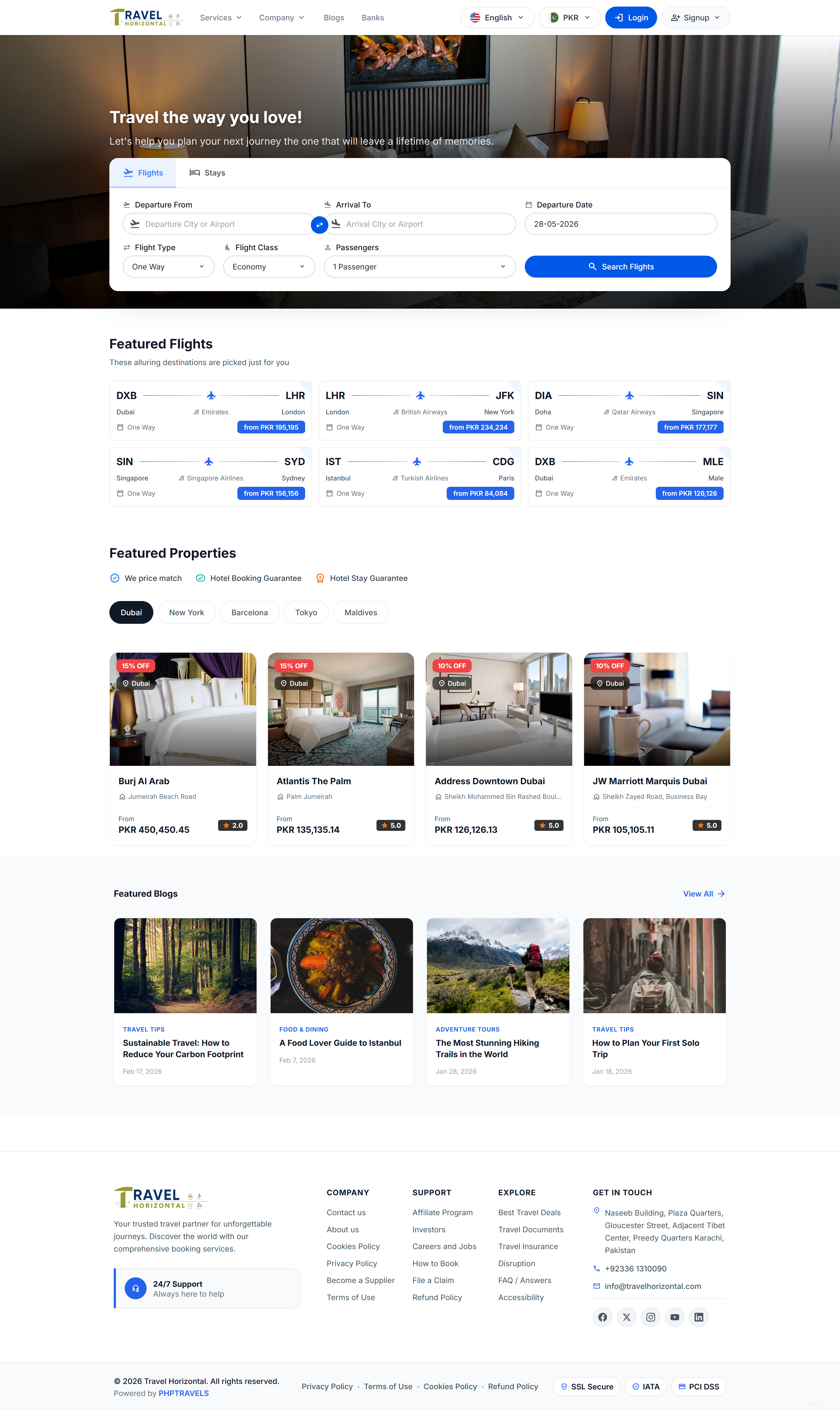 Travel Horizontal dashboard preview