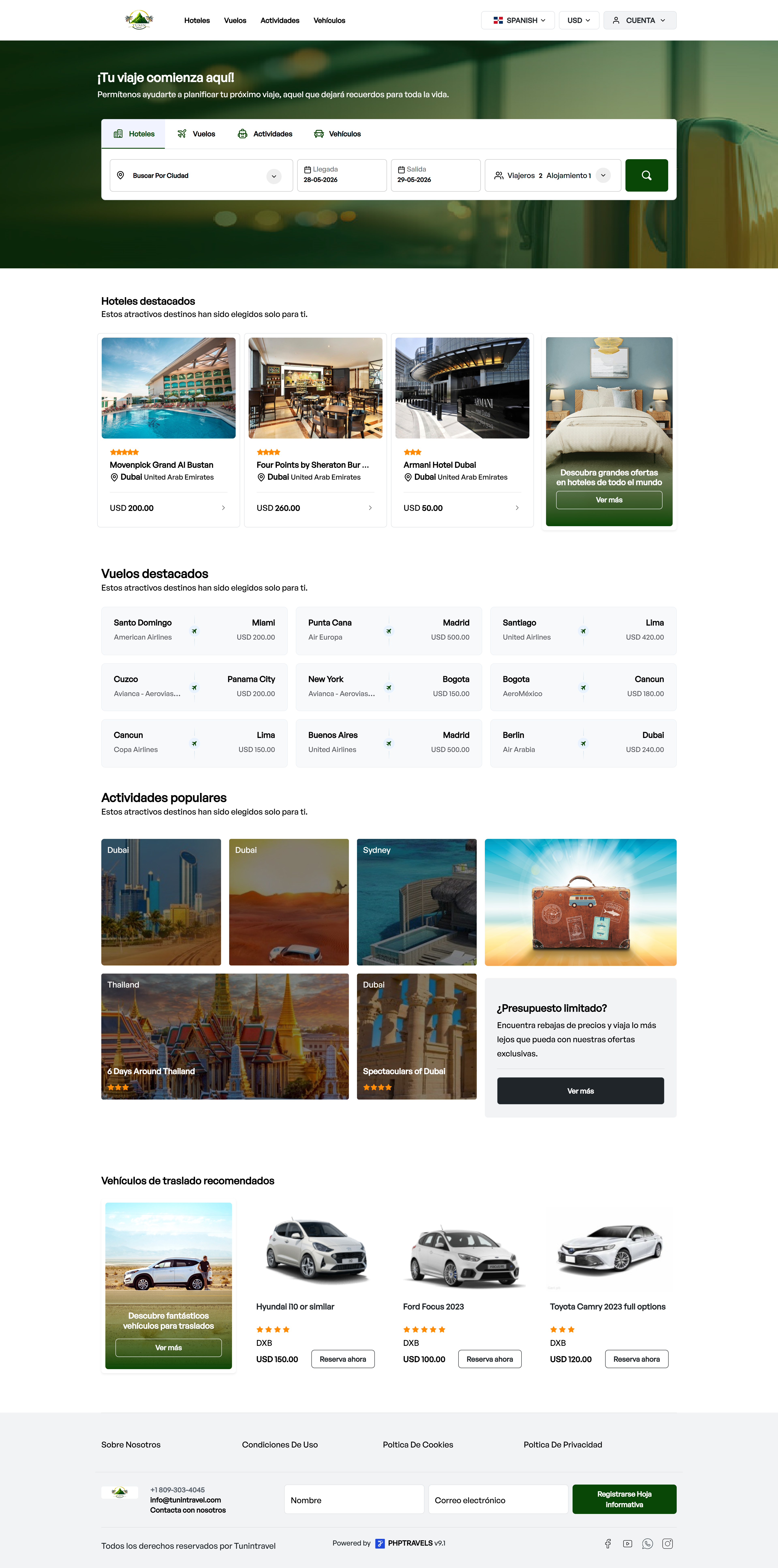 Tunin Travel dashboard preview