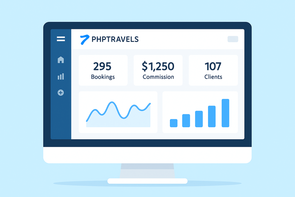 White label travel booking dashboard by PHPTRAVELS for agents