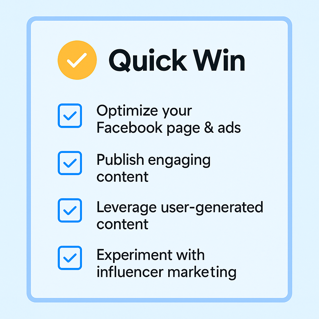 Facebook travel agency promotion checklist with organic strategies and no ad spend