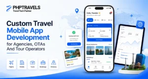 Custom travel mobile app development for agencies, OTAs and tour operators with flight, hotel, tour, booking and itinerary features.