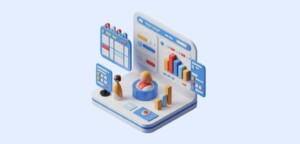Tour operator CRM dashboard interface showing booking calendar sales charts customer management panel and performance analytics for travel agency operations