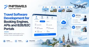 Travel software development for booking engines, APIs and B2B/B2C portals with flights, hotels, tours, cars and supplier connectivity.