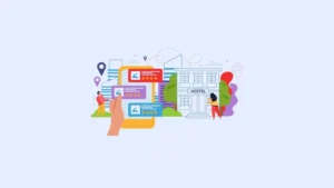 hotel booking on mobile with location markers and ratings