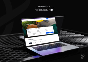 Laptop displaying PHPTravels Version 10