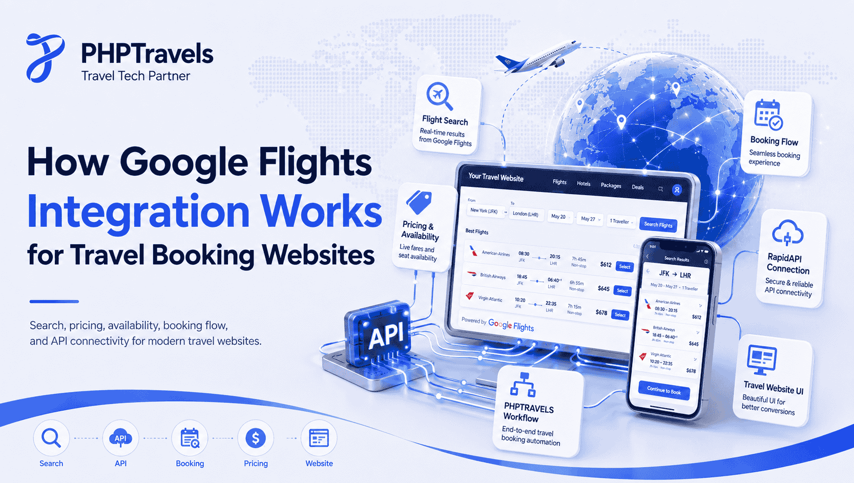 How Google Flights Integration Works for Travel Booking Websites