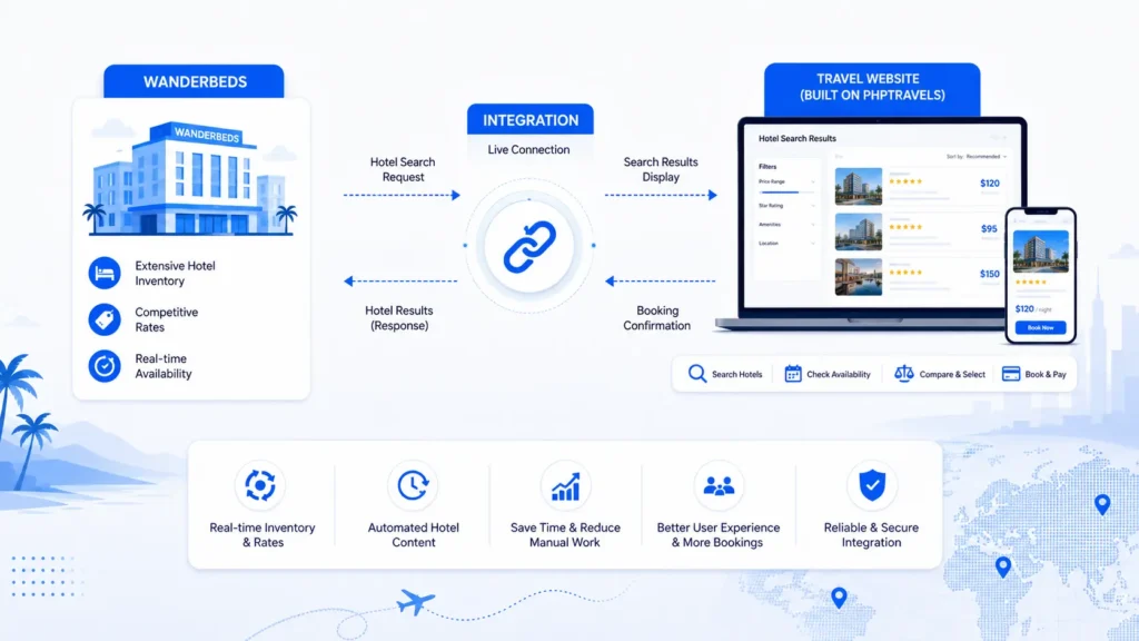 Live Connection Wanderbeds and PHPTRAVELS integration.