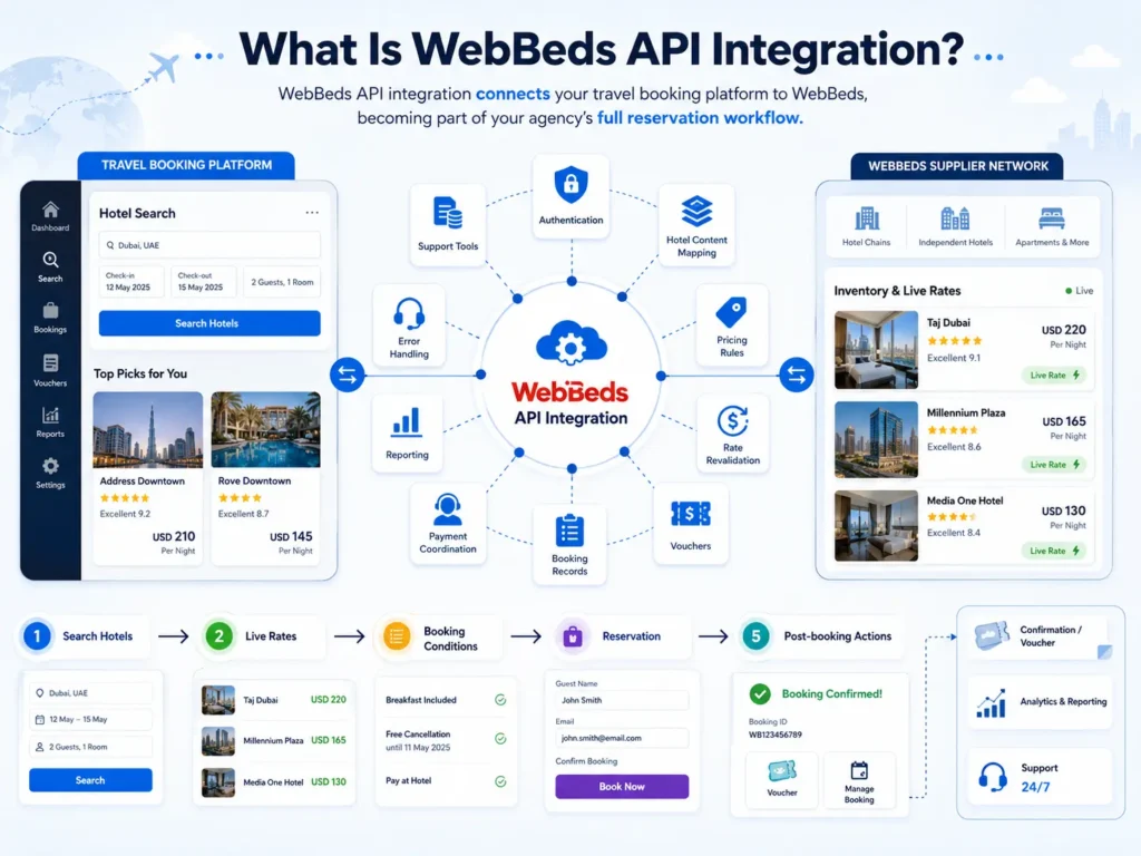WebBeds API integration process for travel agencies