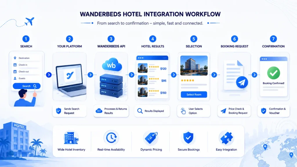 Workflow for wanderbeds hotel integration.