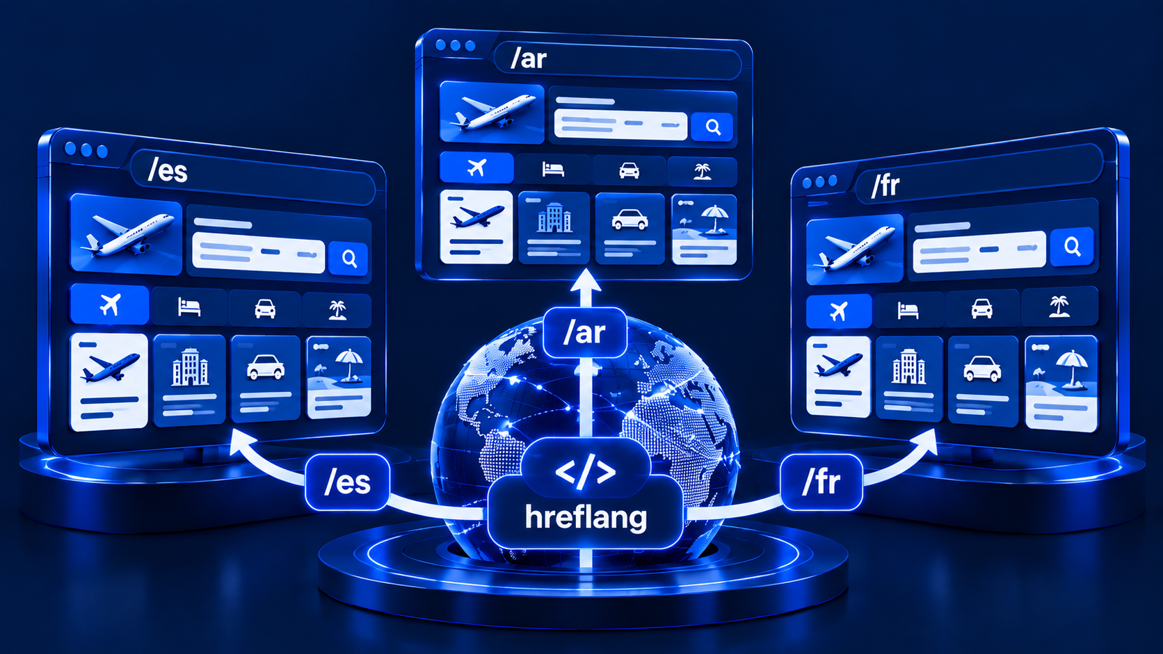 Multi-language travel SEO paths with hreflang signals