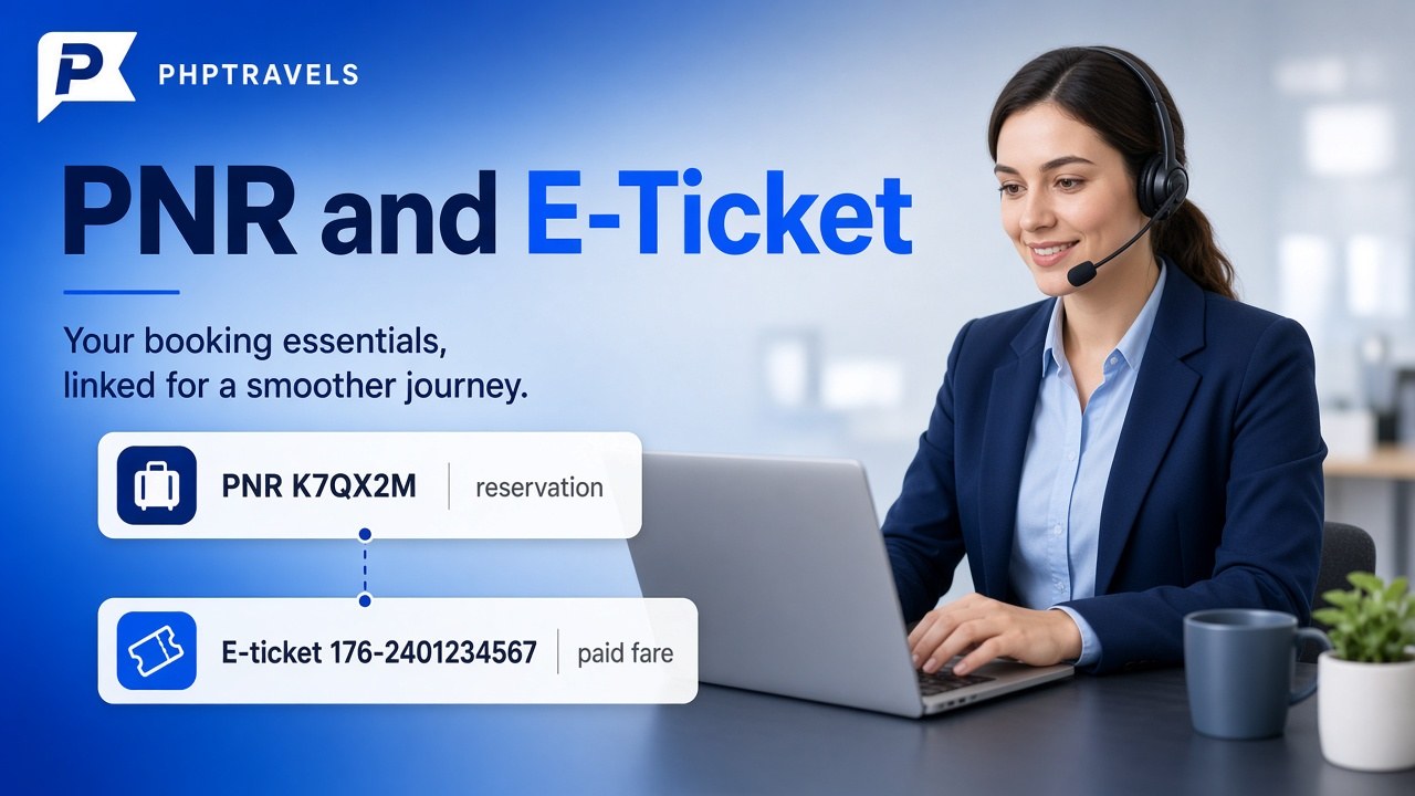 PNR booking reference linked to a paid e-ticket number