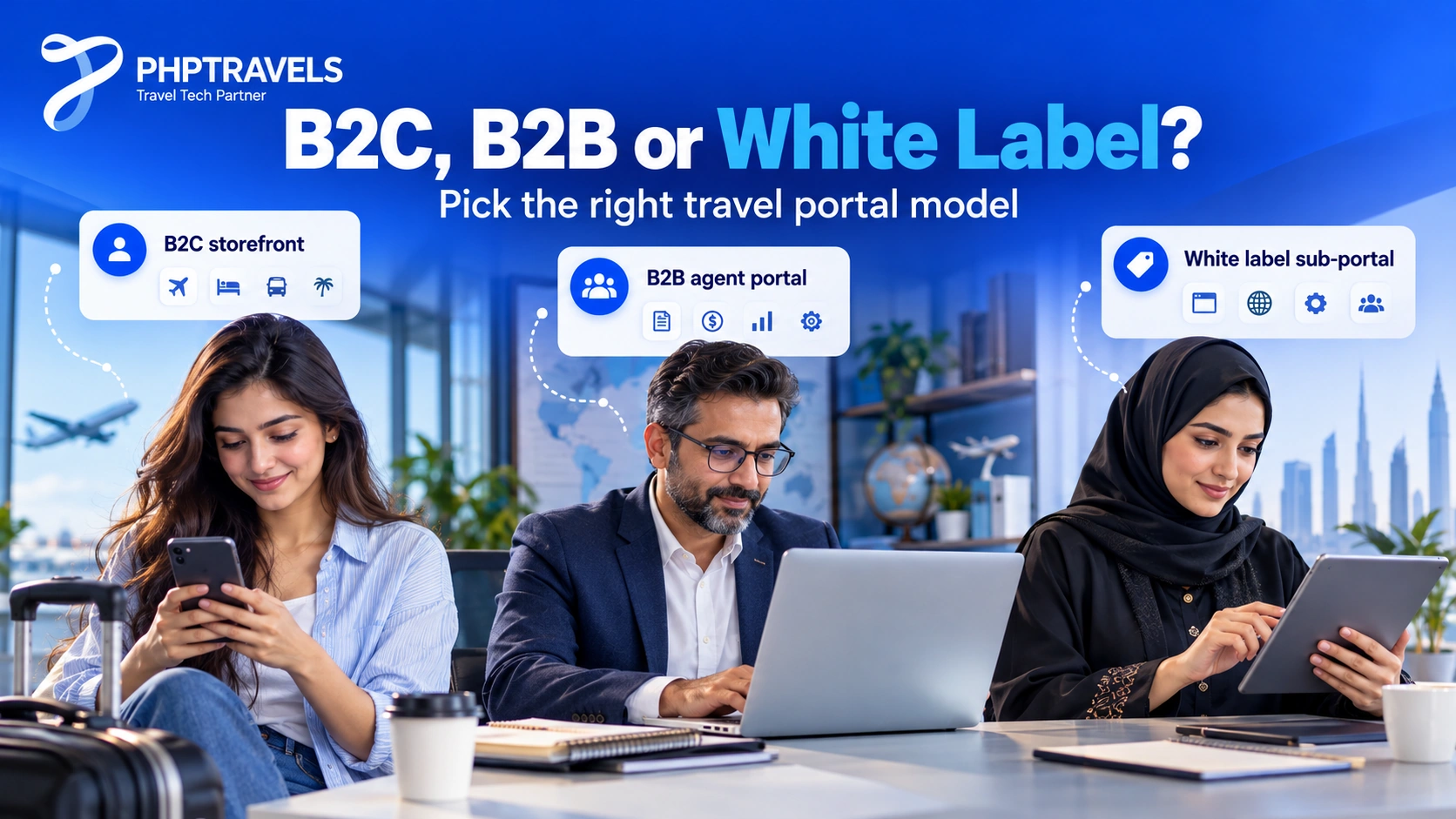 B2C, B2B and white label travel portal models compared for travel portal development
