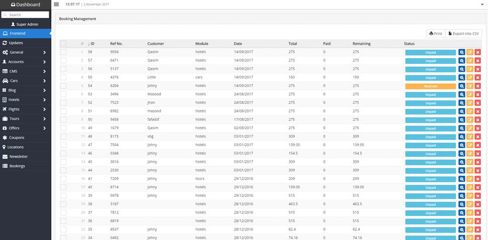 Booking engine