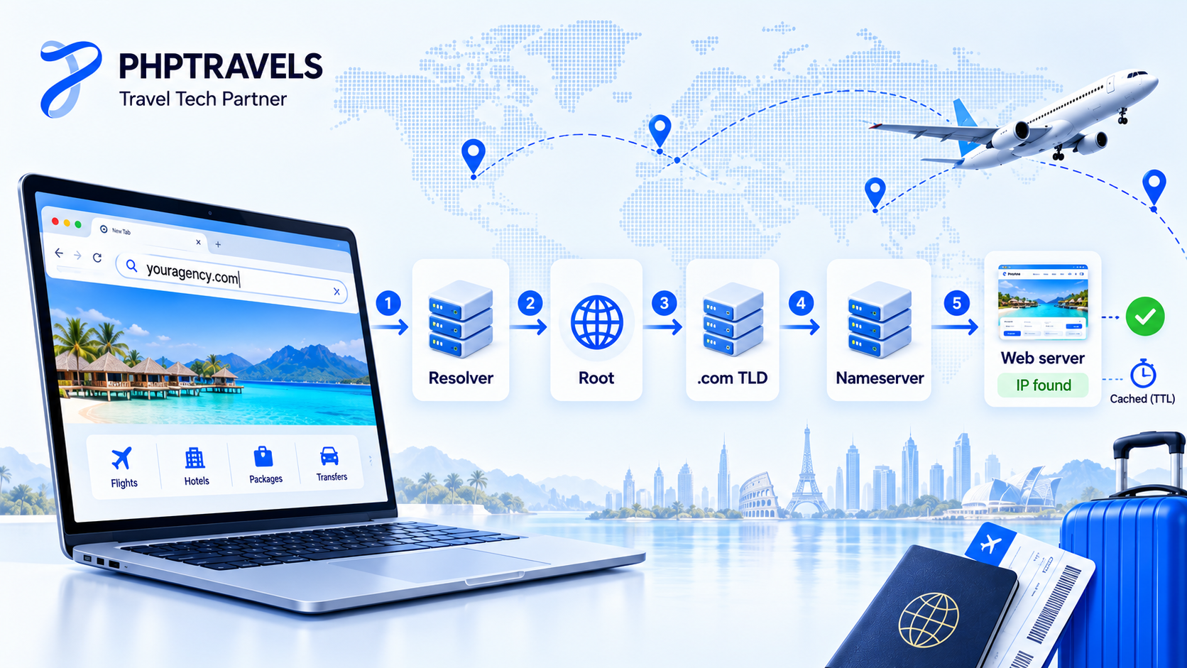 How DNS resolution turns domain names into IP addresses step by step