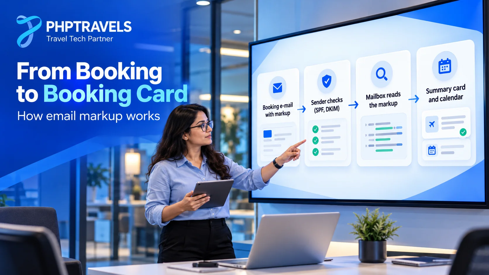 How Gmail email markup works from booking e-mail to booking card and calendar