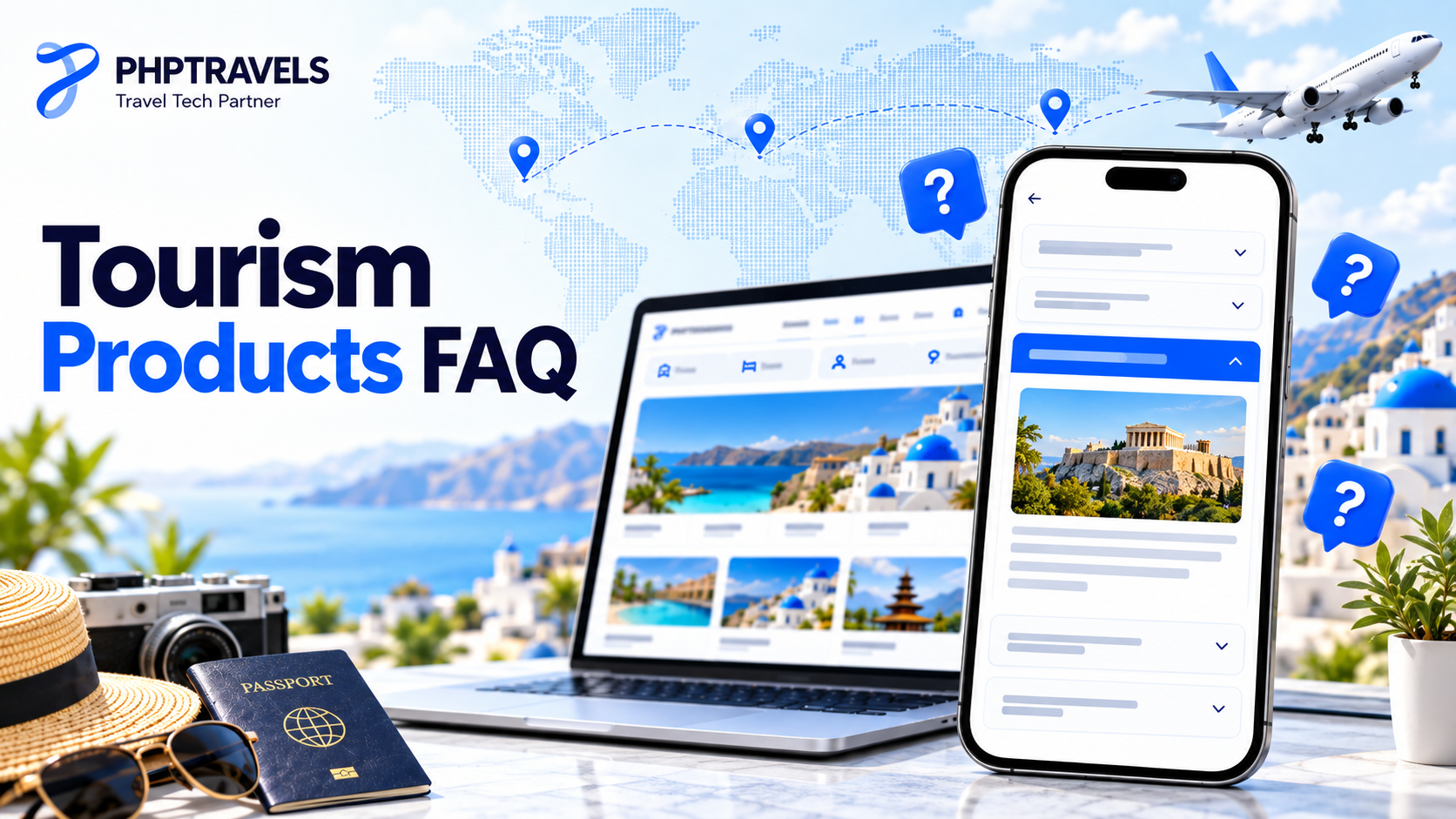 Smartphone FAQ screen answering common questions about tourism products