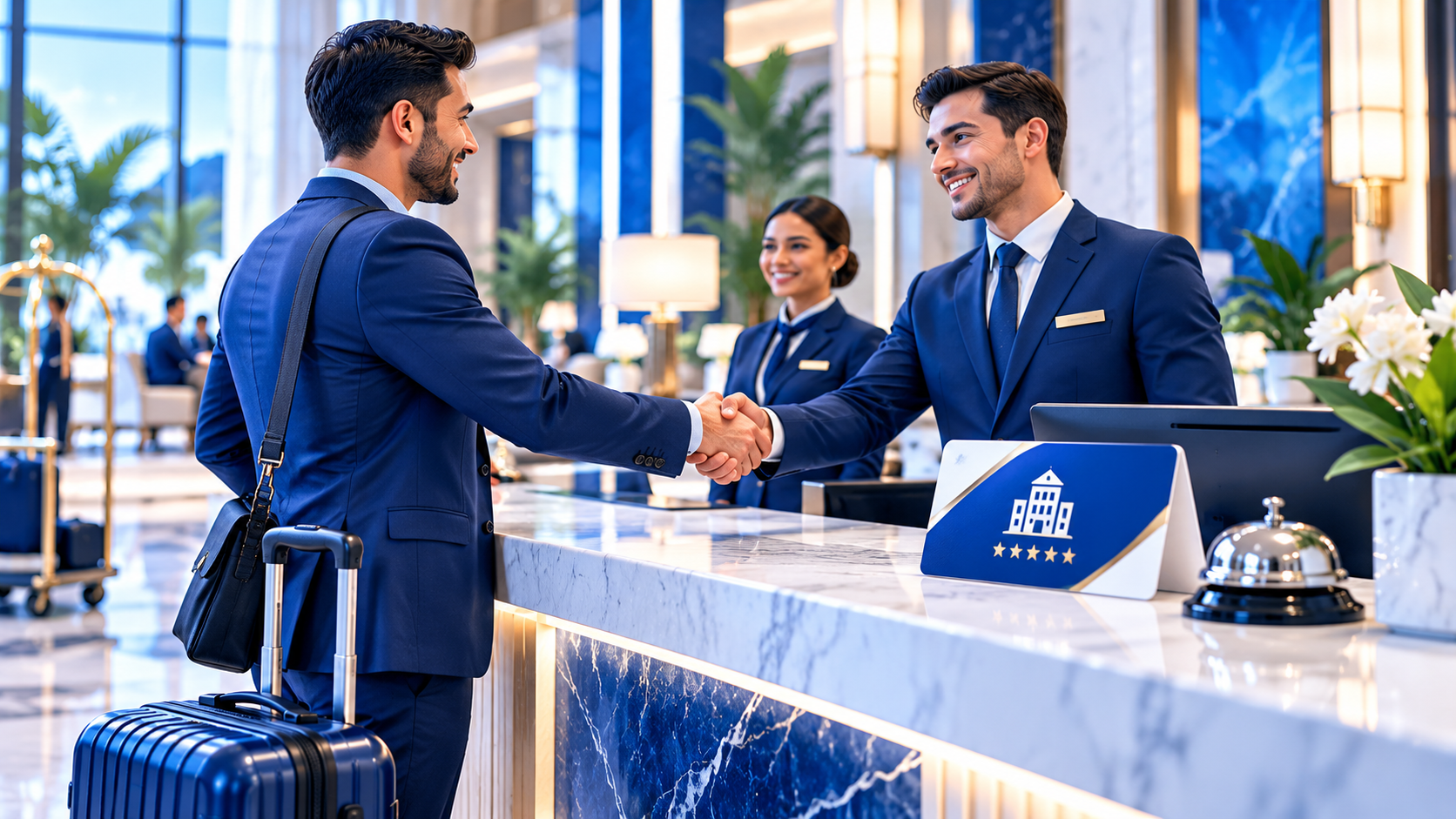 Hotel partner recognition handshake illustration for travel advisors