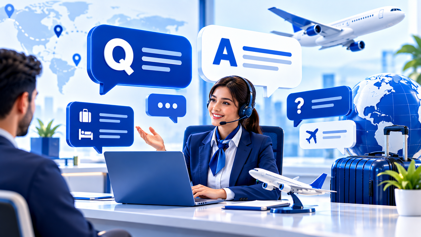 FAQ help desk illustration for travel agent membership questions