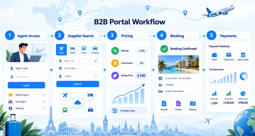 b2b travel portal workflow.