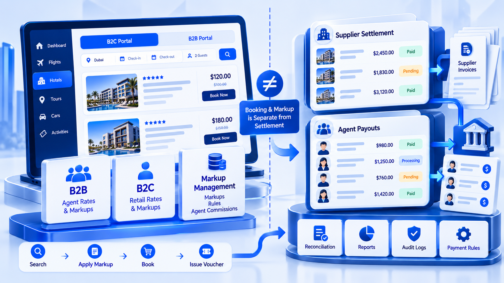 Where PHPTRAVELS booking and markup fit beside commission settlement workflows
