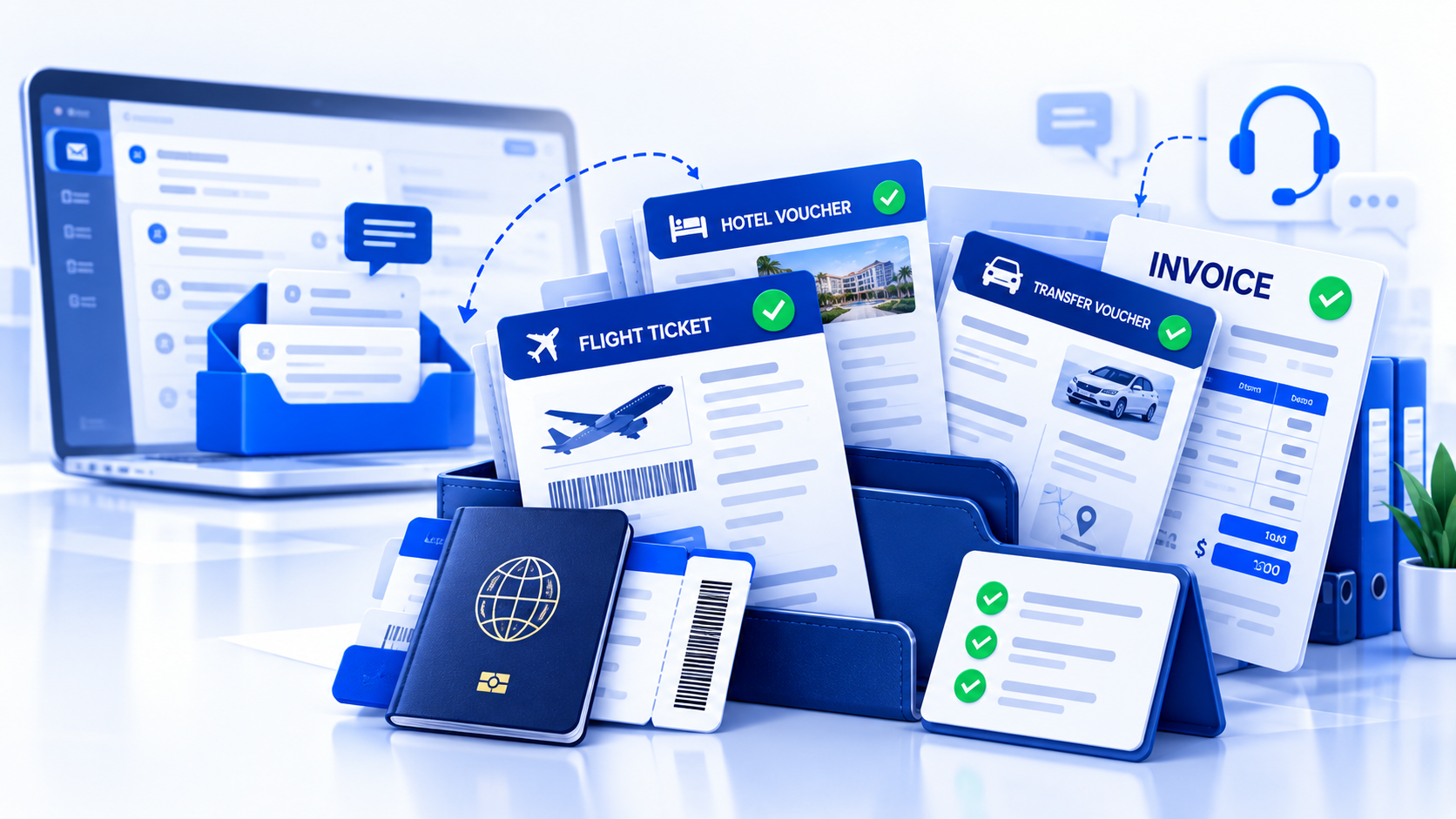 Self-serve vouchers and invoices in an agent portal