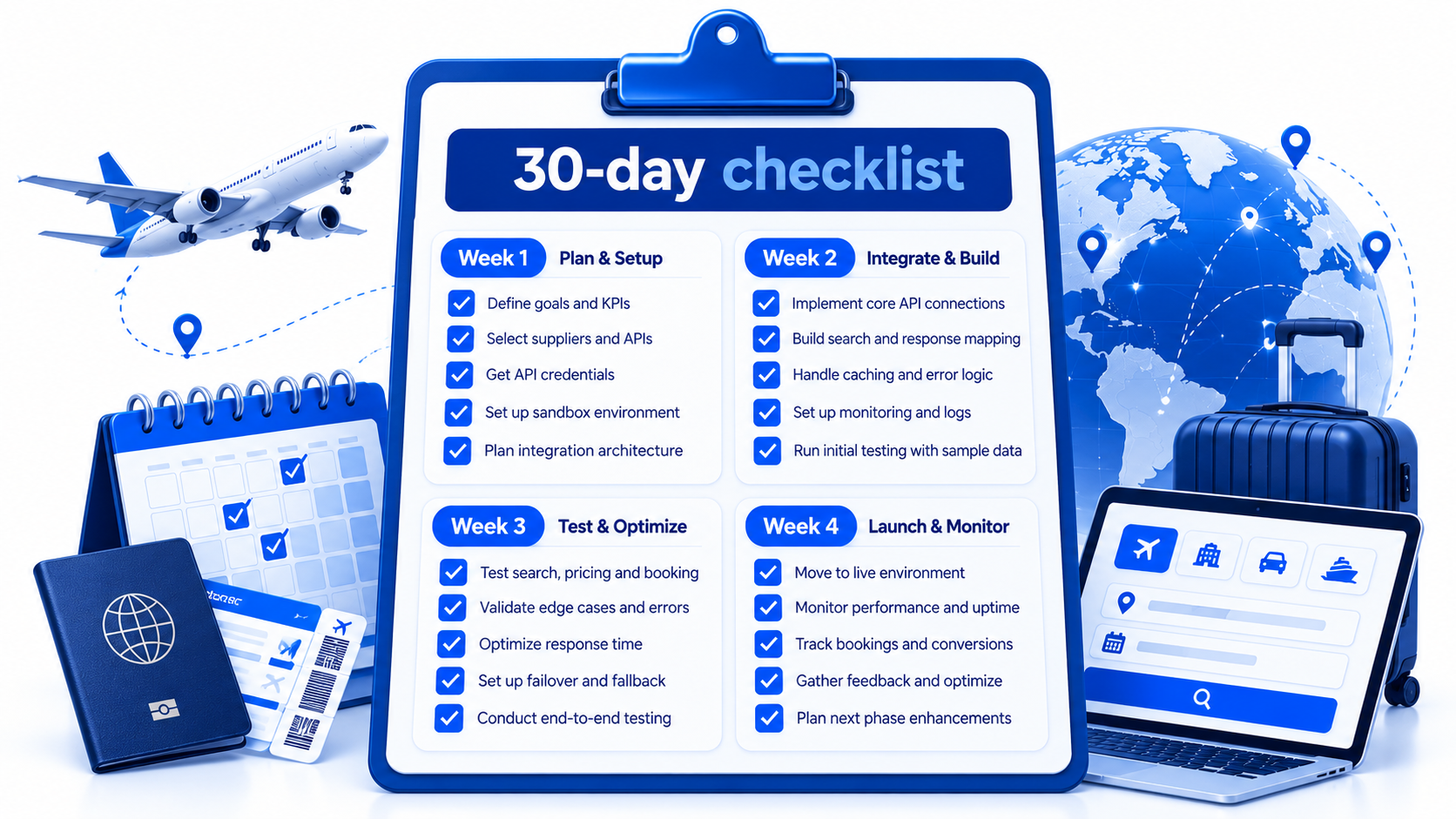 Thirty-day look-to-book hygiene checklist for OTAs and agencies