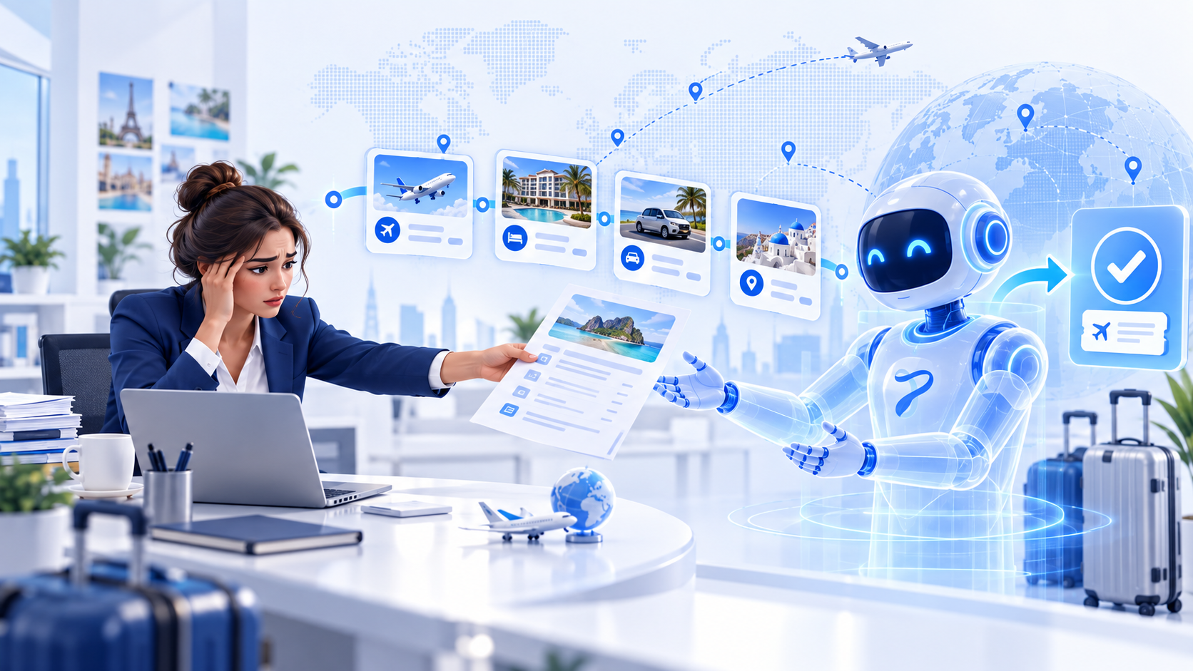 AI travel booking software helping a travel agent turn an AI itinerary into a verified booking