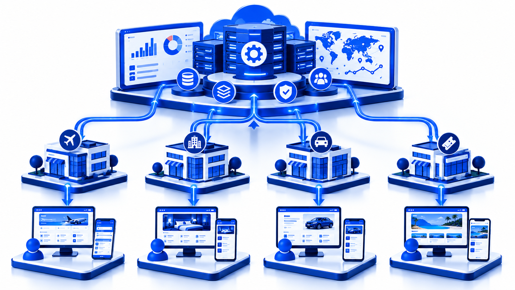 Operating model layers: HQ core, branch controls, and edge selling