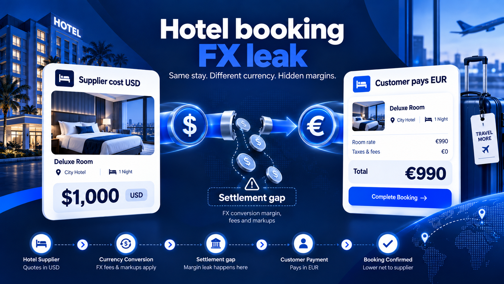 FX leak and OTA margin erosion from currency settlement