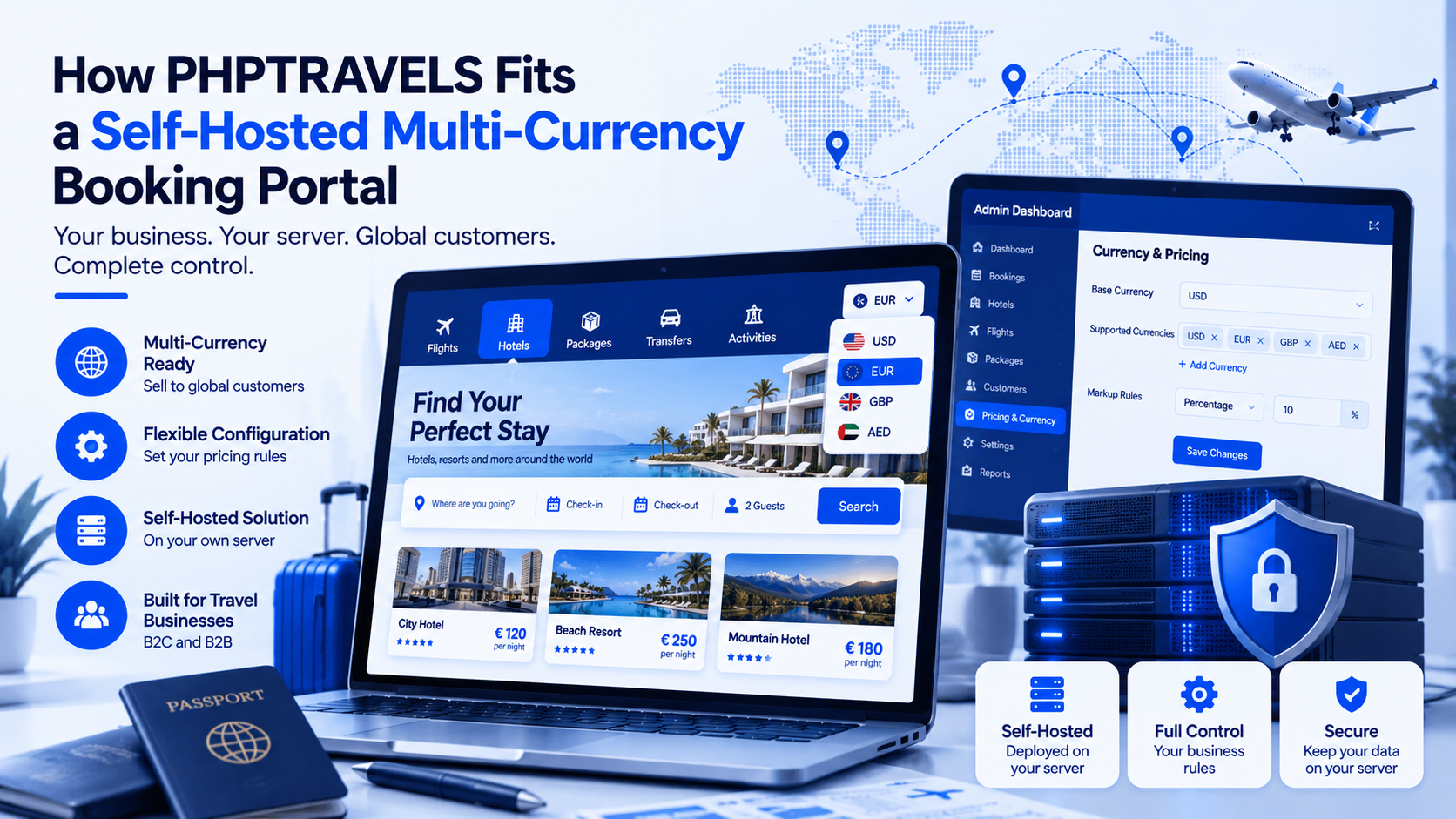 PHPTRAVELS self-hosted multi-currency booking portal