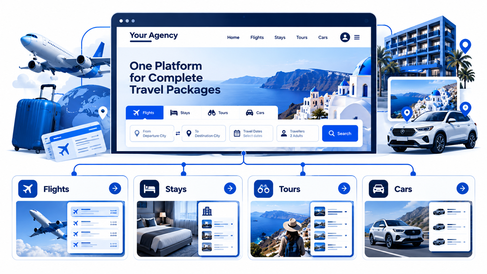 PHPTRAVELS modular flights stays tours cars under one branded portal