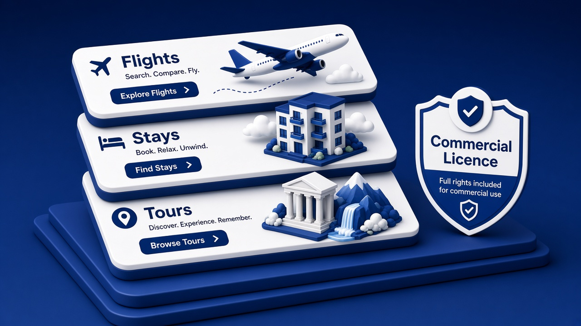Flights stays tours modules with commercial licence badge